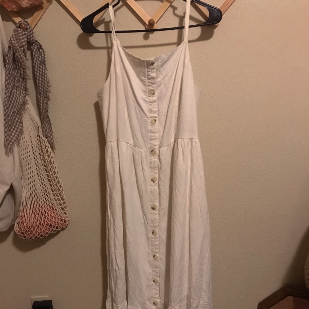 Old Navy Ivory Button-front Eyelet Midi Dress